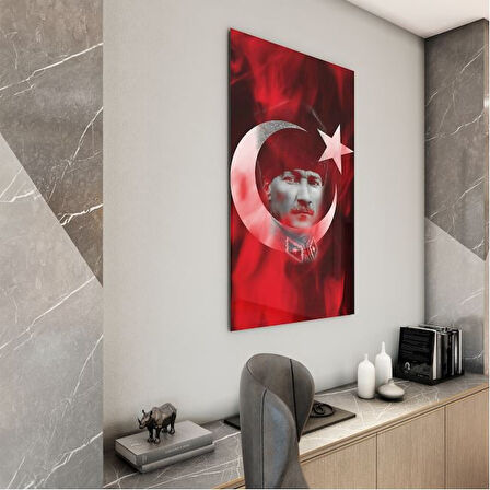 Atatürk Cam Tablo - Yatay Motif 01-051