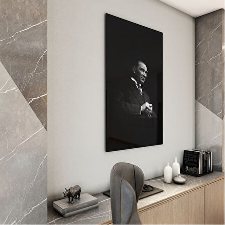Atatürk Cam Tablo - Yatay Motif 01-052