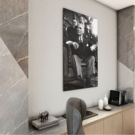 Atatürk Cam Tablo - Yatay Motif 01-056