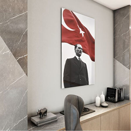 Atatürk Cam Tablo - Yatay Motif 01-057