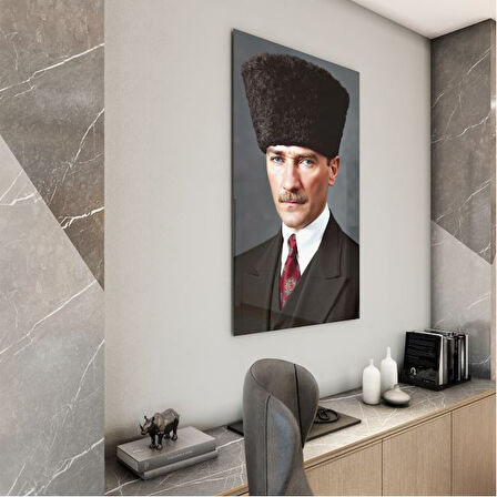 Atatürk Cam Tablo - Yatay Motif 01-059