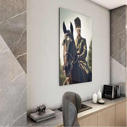 Atatürk Cam Tablo - Yatay Motif 01-064