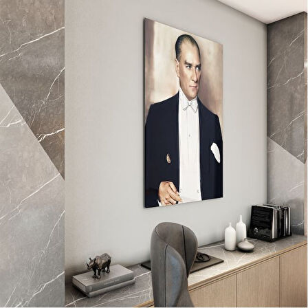 Atatürk Cam Tablo - Yatay Motif 01-066