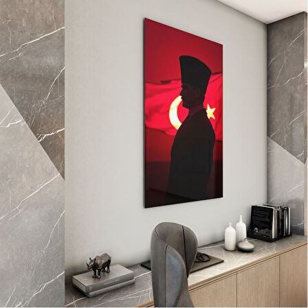 Atatürk Cam Tablo - Yatay Motif 01-067