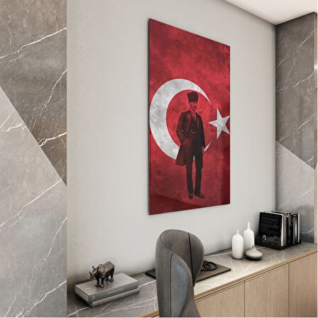Atatürk Cam Tablo - Yatay Motif 01-069