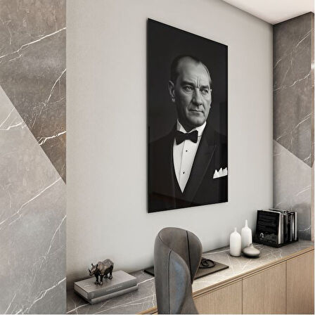Atatürk Cam Tablo - Yatay Motif 01-070
