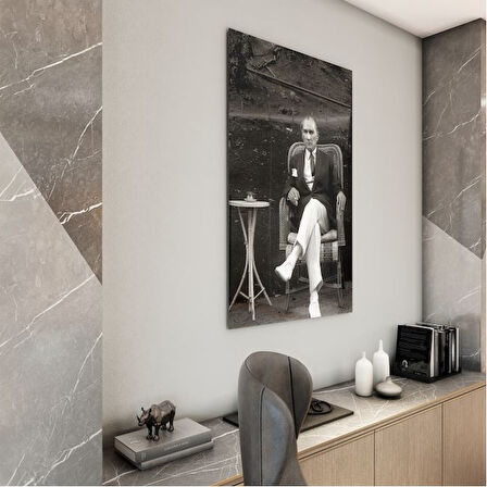 Atatürk Cam Tablo - Yatay Motif 01-074