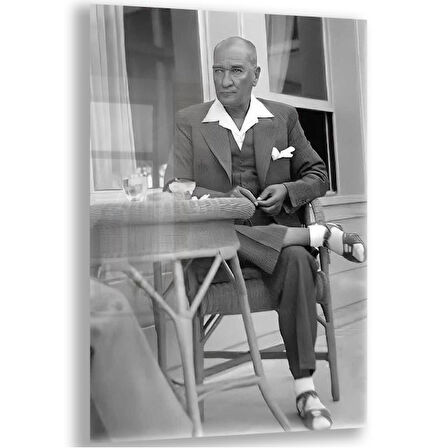 Atatürk Cam Tablo - Yatay Motif 01-075