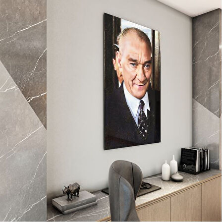 Atatürk Cam Tablo - Yatay Motif 01-077