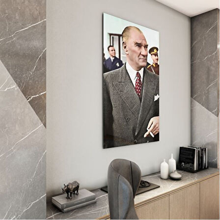 Atatürk Cam Tablo - Yatay Motif 01-079