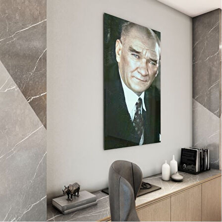 Atatürk Cam Tablo - Yatay Motif 01-081