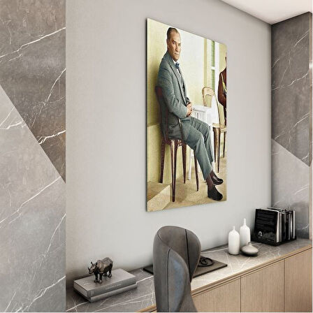 Atatürk Cam Tablo - Yatay Motif 01-082