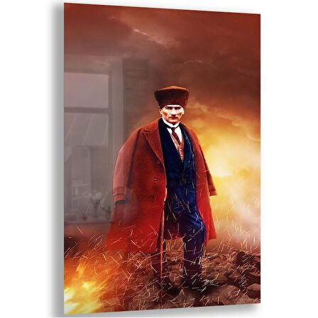 Atatürk Cam Tablo - Yatay Motif 01-084
