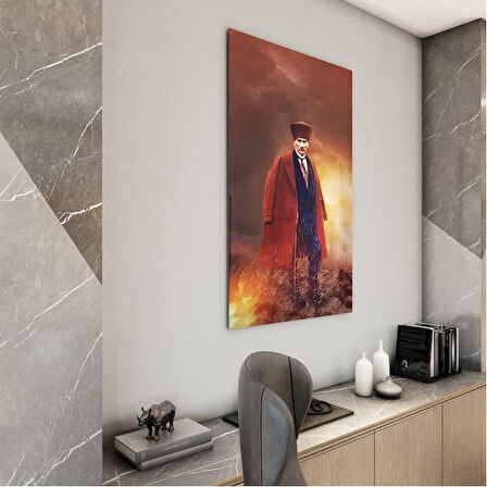 Atatürk Cam Tablo - Yatay Motif 01-084