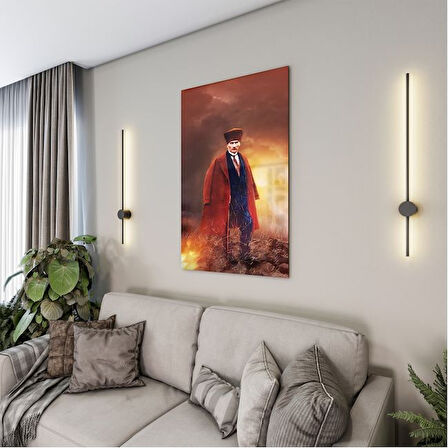 Atatürk Cam Tablo - Yatay Motif 01-084