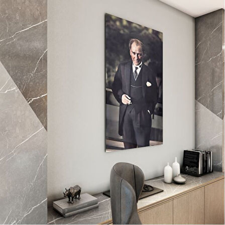 Atatürk Cam Tablo - Yatay Motif 01-086