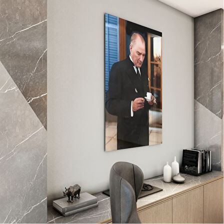 Atatürk Cam Tablo - Yatay Motif 01-087