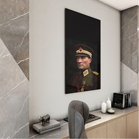 Atatürk Cam Tablo - Yatay Motif 01-088