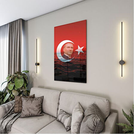 Atatürk Cam Tablo - Yatay Motif 01-089