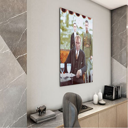 Atatürk Cam Tablo - Yatay Motif 01-090