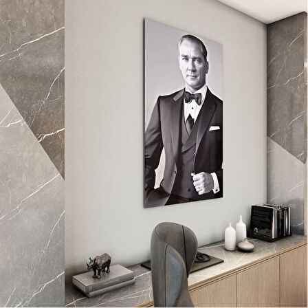 Atatürk Cam Tablo - Yatay Motif 01-091