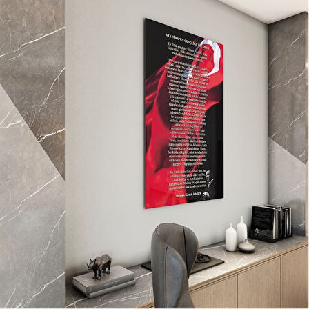 Atatürk Cam Tablo - Yatay Motif 01-095