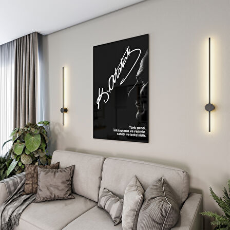 Atatürk Sözleri 1 Cam Tablo - Dikey Motif 02-005