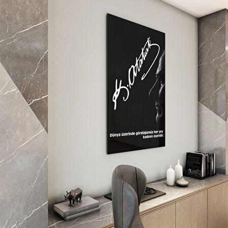 Atatürk Sözleri 1 Cam Tablo - Dikey Motif 02-007