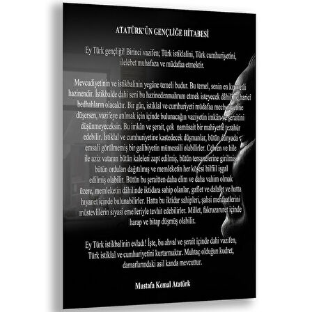 Atatürk Sözleri 1 Cam Tablo - Dikey Motif 02-012