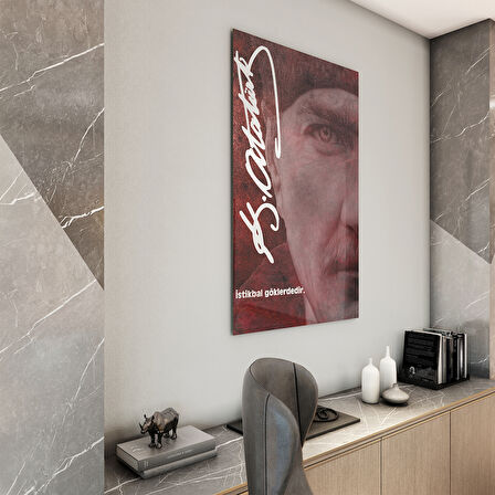 Atatürk Sözleri 2 Cam Tablo - Dikey Motif 02-006