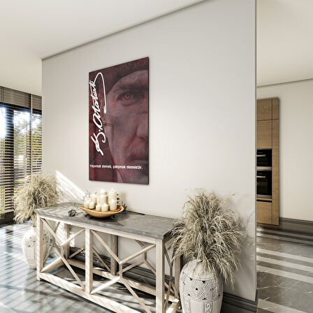 Atatürk Sözleri 2 Cam Tablo - Dikey Motif 02-010