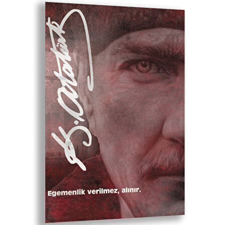 Atatürk Sözleri 2 Cam Tablo - Dikey Motif 02-019