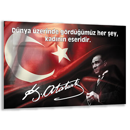Atatürk Sözleri 4 Cam Tablo - Yatay Motif 01-006