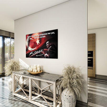 Atatürk Sözleri 4 Cam Tablo - Yatay Motif 01-006