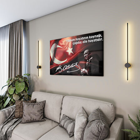 Atatürk Sözleri 4 Cam Tablo - Yatay Motif 01-007