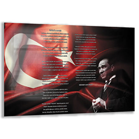 Atatürk Sözleri 4 Cam Tablo - Yatay Motif 01-011
