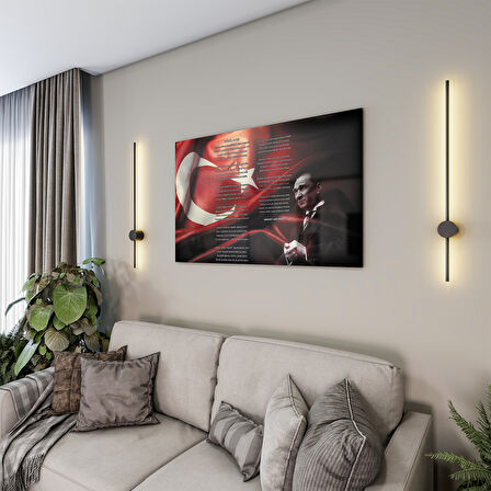 Atatürk Sözleri 4 Cam Tablo - Yatay Motif 01-011