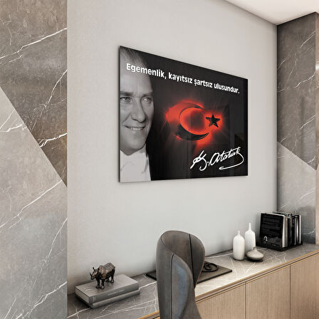 Atatürk Sözleri 6 Cam Tablo - Yatay Motif 01-002