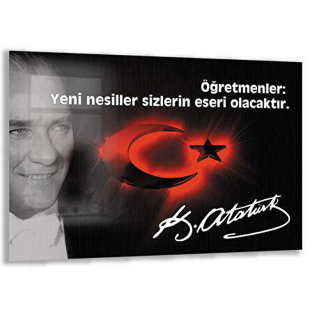 Atatürk Sözleri 6 Cam Tablo - Yatay Motif 01-003