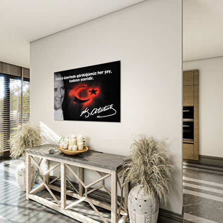 Atatürk Sözleri 6 Cam Tablo - Yatay Motif 01-007