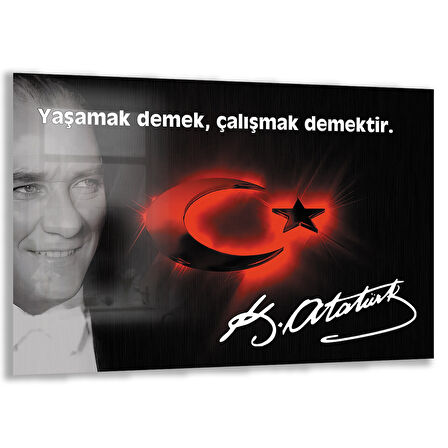 Atatürk Sözleri 6 Cam Tablo - Yatay Motif 01-010