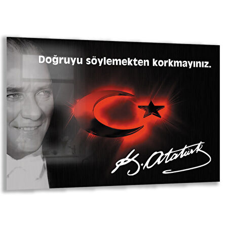 Atatürk Sözleri 6 Cam Tablo - Yatay Motif 01-017