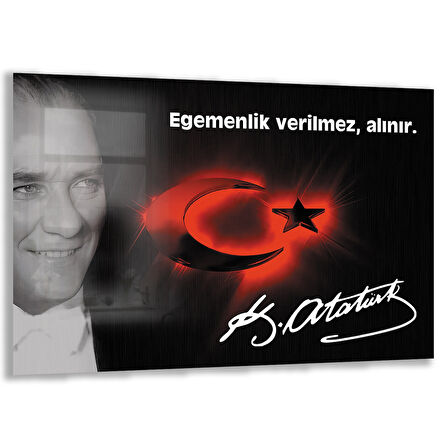 Atatürk Sözleri 6 Cam Tablo - Yatay Motif 01-019