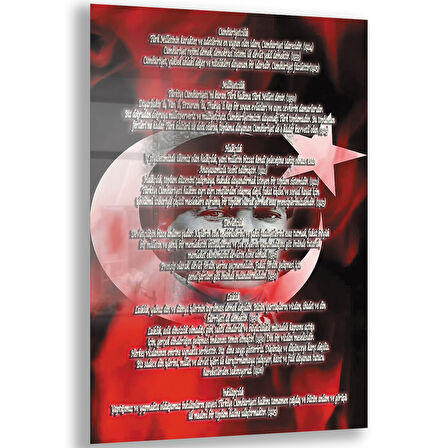 Atatürk Sözleri 7 Cam Tablo - Dikey Motif 02-001
