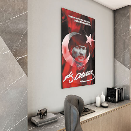 Atatürk Sözleri 7 Cam Tablo - Dikey Motif 02-008