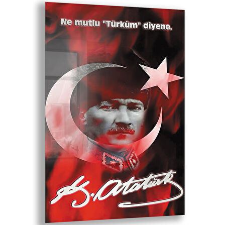 Atatürk Sözleri 7 Cam Tablo - Dikey Motif 02-014