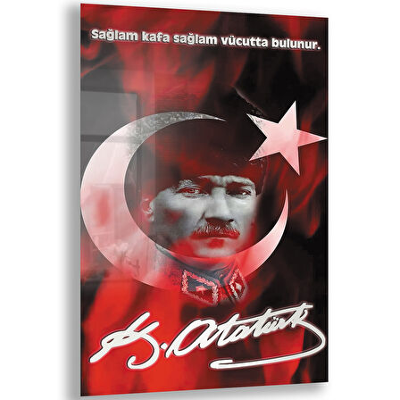 Atatürk Sözleri 7 Cam Tablo - Dikey Motif 02-018