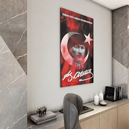 Atatürk Sözleri 7 Cam Tablo - Dikey Motif 02-018