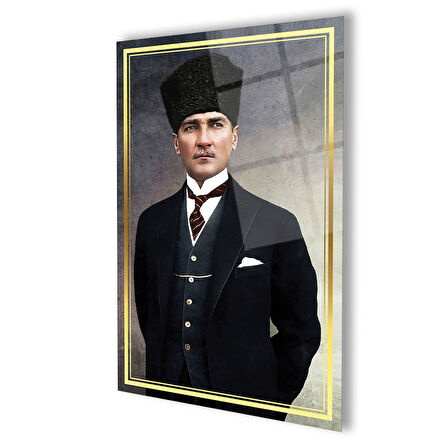 Atatürk 4mm Dayanıklı Cam Tablo Temperli Cam, Ataturk Glass Wall Decor