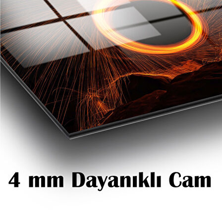 Ayet Dini İslami Duvar Dekoru Yuvarlak Cam Tablo 4mm Dayanıklı Temperli Cam